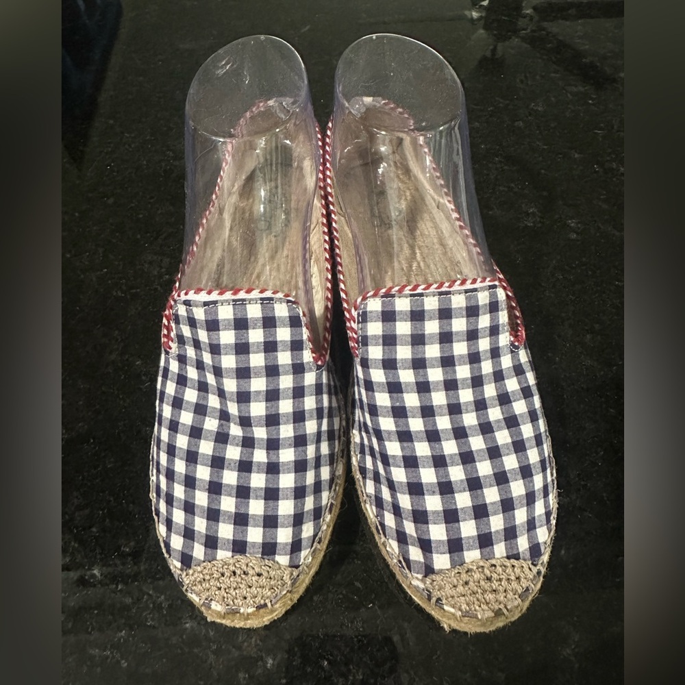 Blue & White Gingham Espadrilles Sz 38 fits like an 8 Cottagecore country preppy